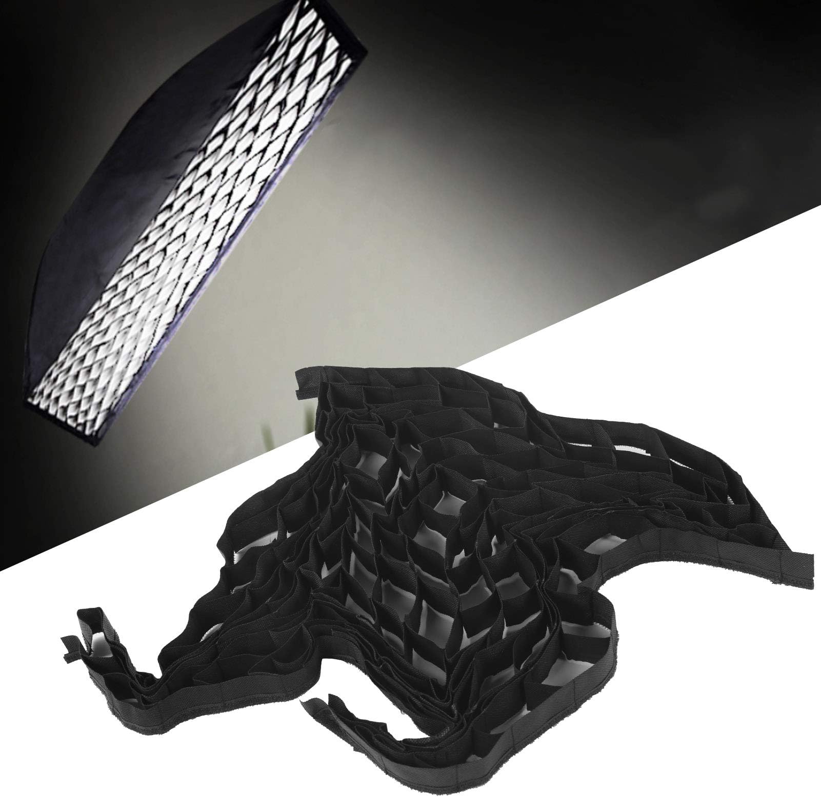 Nylon Softbox Grid, Portable Foldable 60X60CM Softbox Cellular Grid Softbox Lighting Kit with Fastening Tapes for Photographer for Shooting Special Portraits