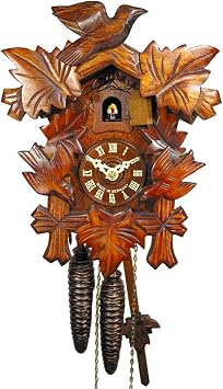Wall Cuckoo Clock Mechanical 1 Day with 3 Birds & 5 Leaves; German Black Forest Coco Coo-Coo Clocks