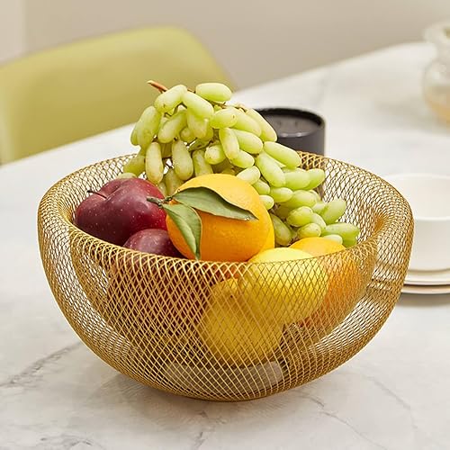 Miniatura 2 de MEVOPHEE Frutero de malla con alambre de metal, cesta de frutas y verduras para mostradores, soporte de cocina dorado para el hogar, centro de mesa