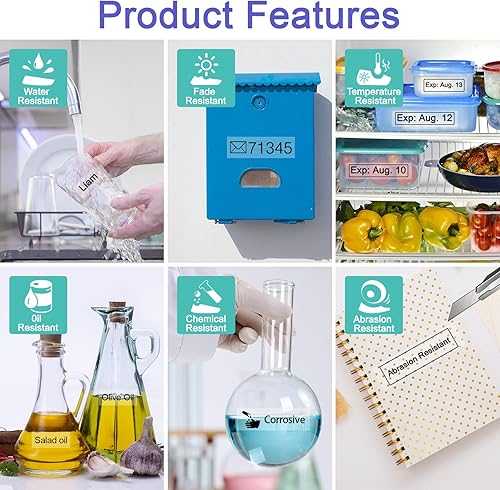 Miniatura 5 de NineLeaf Paquete de 2 cintas compatibles con Brother P-Touch M MK231 M-K231 M231 M-K231S MK131 M131 Negro sobre blancotransparente 0.47 Cinta de