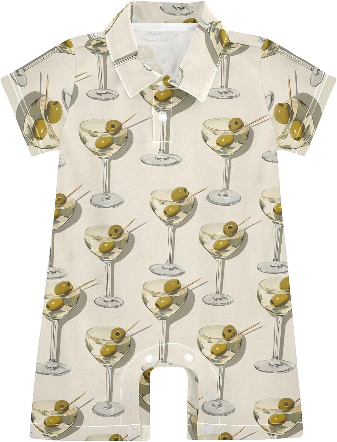 vvfelixl Baby Polo Bodysuit Olive Skewer Cocktail Short Sleeve Collared Baby Clothes,Babys Polo Romper for 3-6 Months