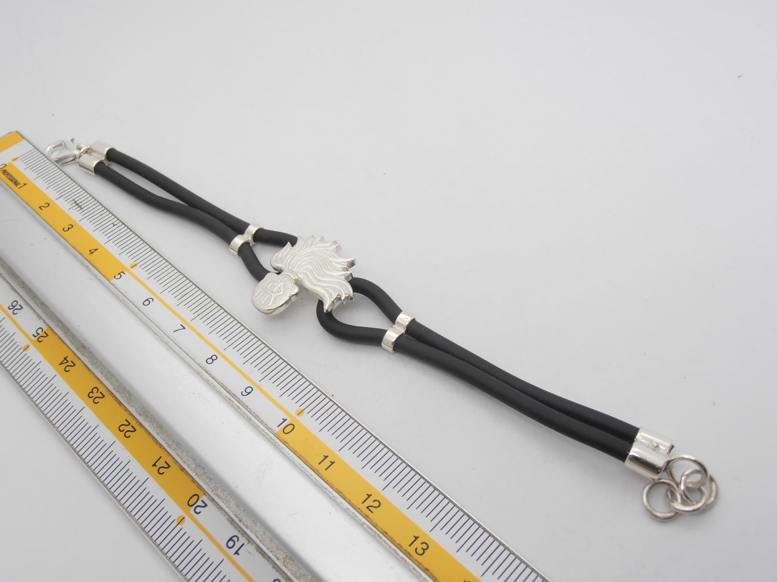 Fiamma dell'Arma dei Carabinieri : Braccialetto in Argento 925 e Caucciù - Bracciale