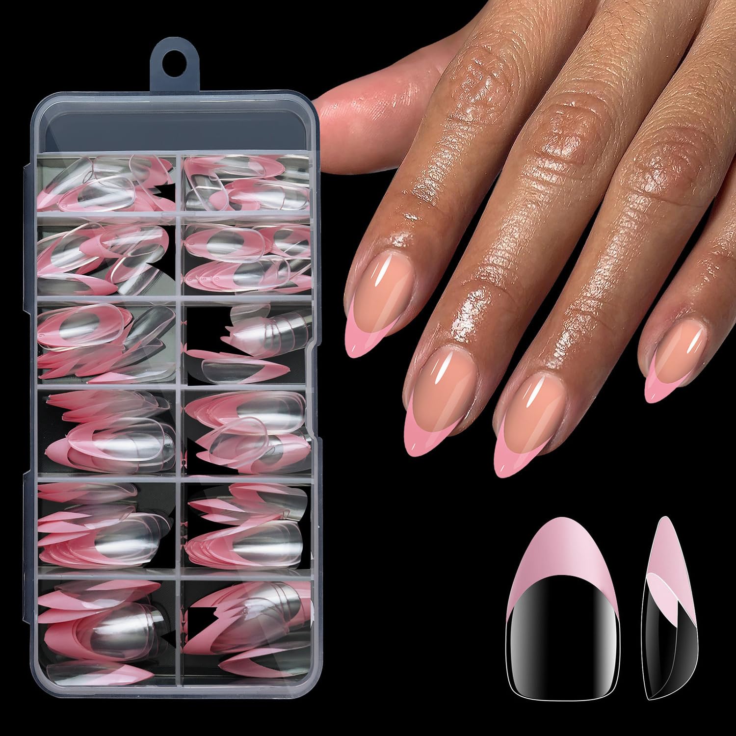 RIICFDD Pink Half Cover False Nails Tips - French Style