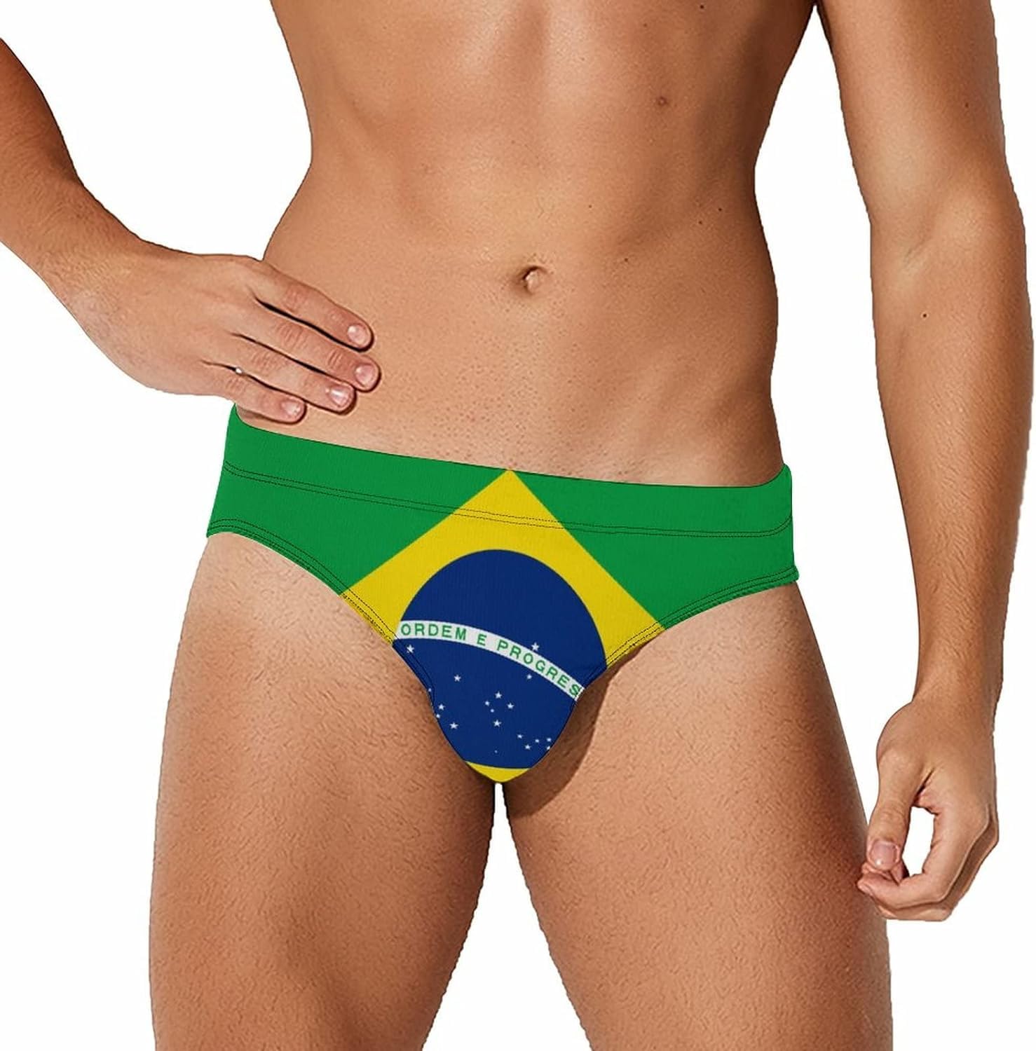 Flag of Brazil Men's Swimwear Briefs Swim Trunk Triangle Thong Bikini Swimsuit