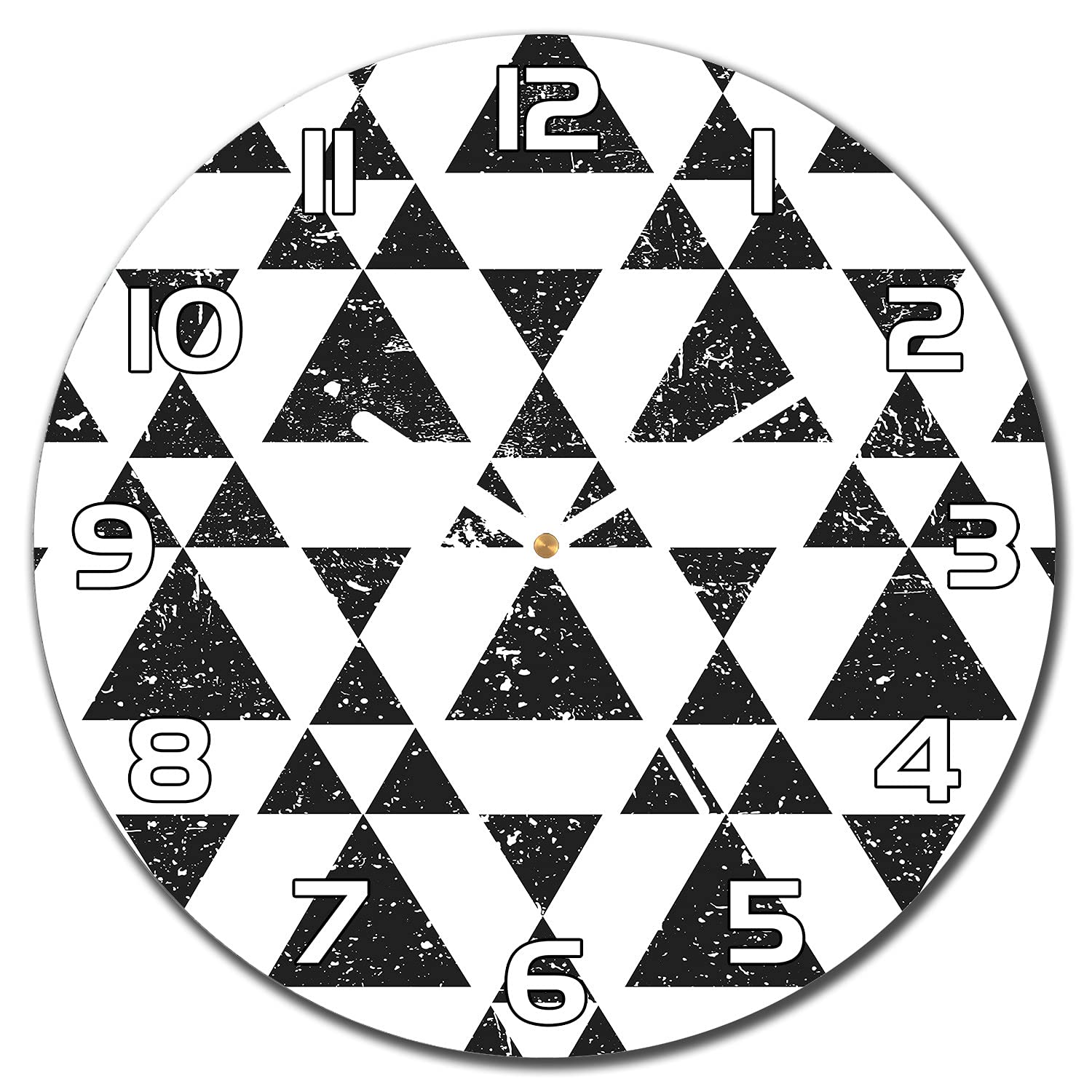 Horloge en verre lisible aiguilles blanches anti-choc 30 cm style Triangle Grunge pour salon