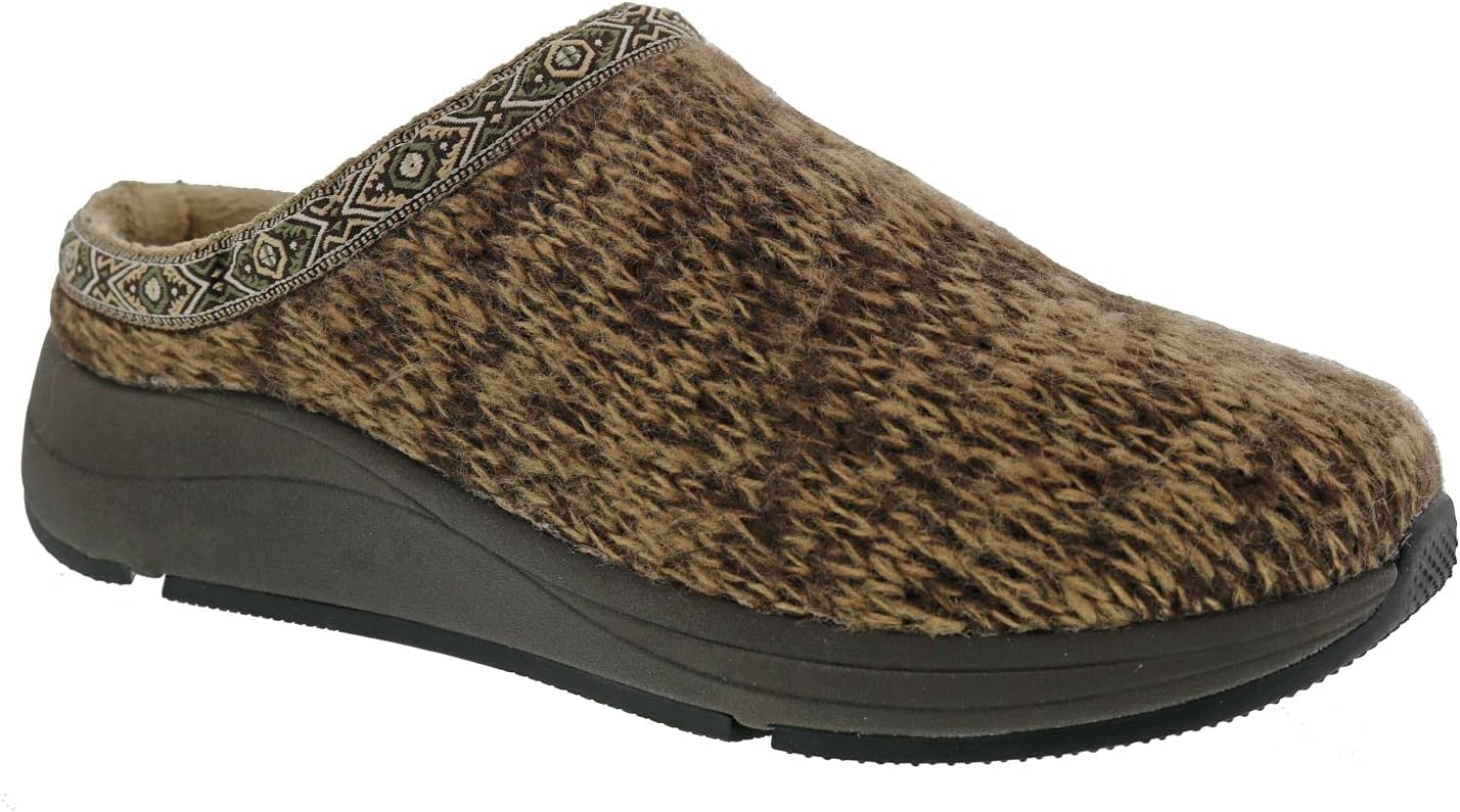 Drew Men's Relax Non-Slip Fabric Sweater Knit Slippers with Support