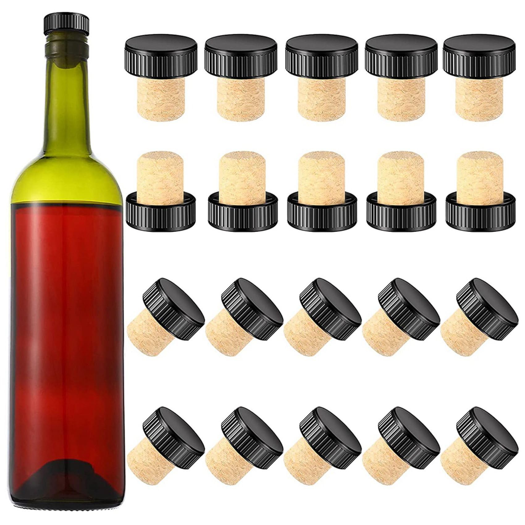 Tappi in Sughero da 240 Pezzi Tappi in Sughero Tappi per Degustazione Tappi per Vino A Forma di T con Tappo per Bottiglia di Vino in Legno Tappi per Bottiglie