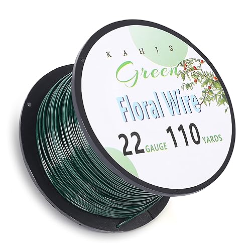 Alambre floral verde, alambre floral de calibre 22 de 165 yardas, alambre de paleta duradero para manualidades, coronas de Navidad, guirnaldas y