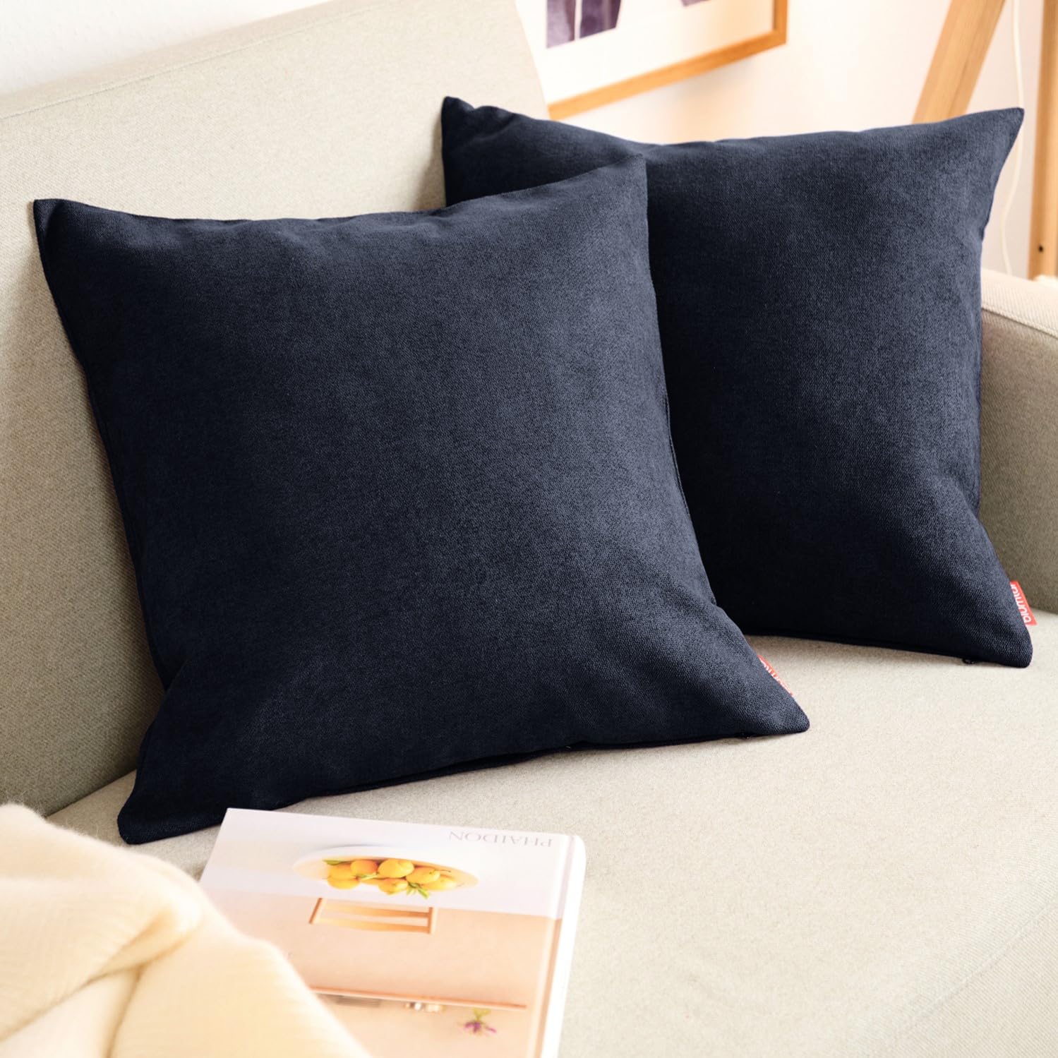 Blumtal 2er Set Kissenbezug 40x40 dunkelblau - kuschelige Chenille Kissenbezüge mit verstecktem Reißverschluss, Oekotex Zertifizierte Kissenhülle für Deko-Kissen Sofakissen Polster & Zierkissen