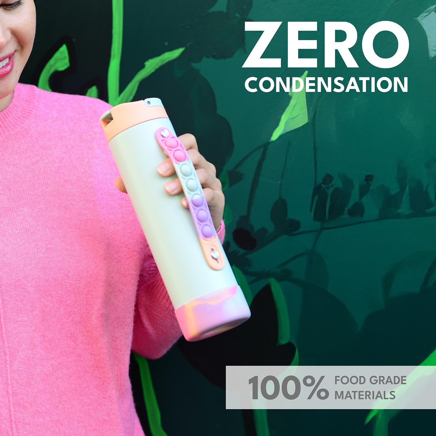 Elemental Iconic Kids Water Bottle for School - 100% Leak-Proof Insulated Water Bottles with Straw Lid & Pop-It Handle for Boys & Girls - Triple-Wall Insulated & BPA-Free, 20oz – Mint Sorbet - Image 5