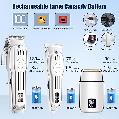 Miniatura 5 de SUNNOW Cortadora de pelo profesional inalámbrica para hombres, afeitadoras eléctricas de papel de aluminio, kit de recortadora de pelo y barba,