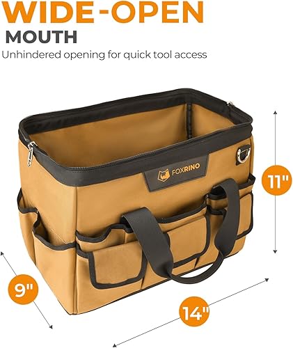 Miniatura 6 de Bolsa de herramientas resistente de 14 pulgadas, 42 bolsillos portátil vacía caja de herramientas organizadora, organización de caja de herramientas