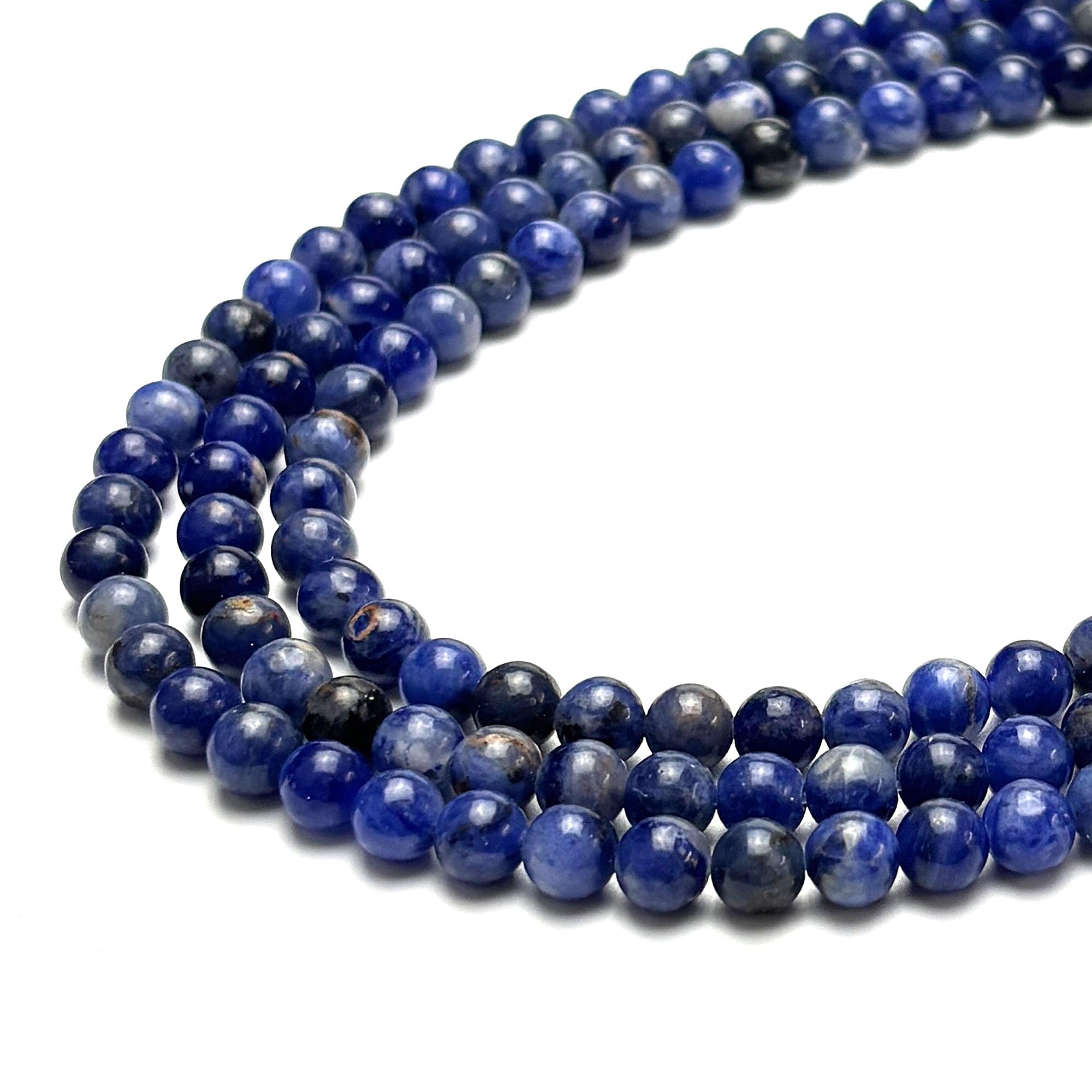 6mm Blue Sodalitee Stone Beads for Bracelets Making, Gemstone Beads for Jewellery Crafting (55~60Pcs)