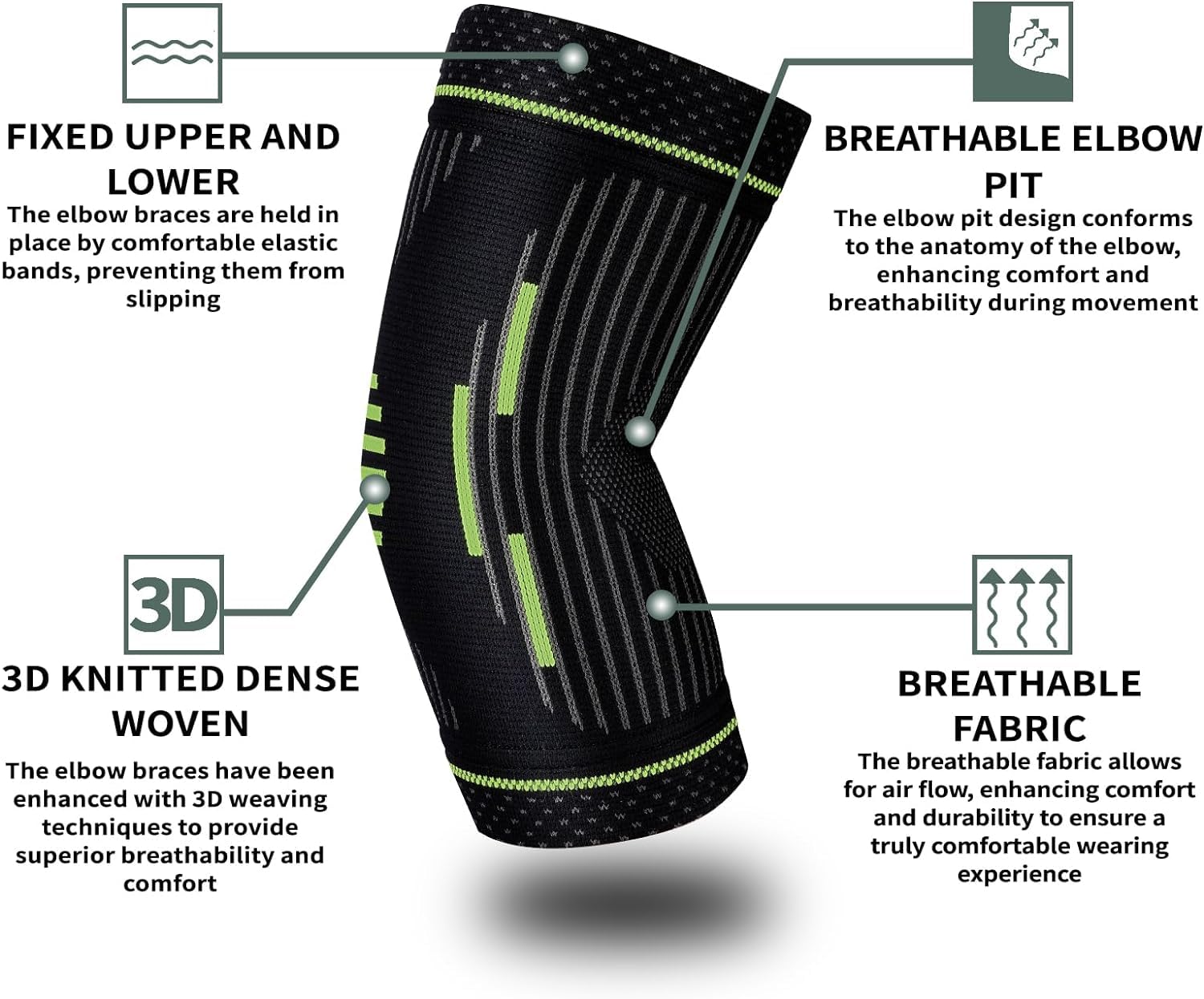 Leosportz� Elbow Support for Gym (1 Pc) - Elbow Brace for Men Women Workout | Elbow Compression Sleeves for Tendonitis Pain Relief, Tennis, Volleyball, Cricket - Elbow Pain (XL, Green) 2