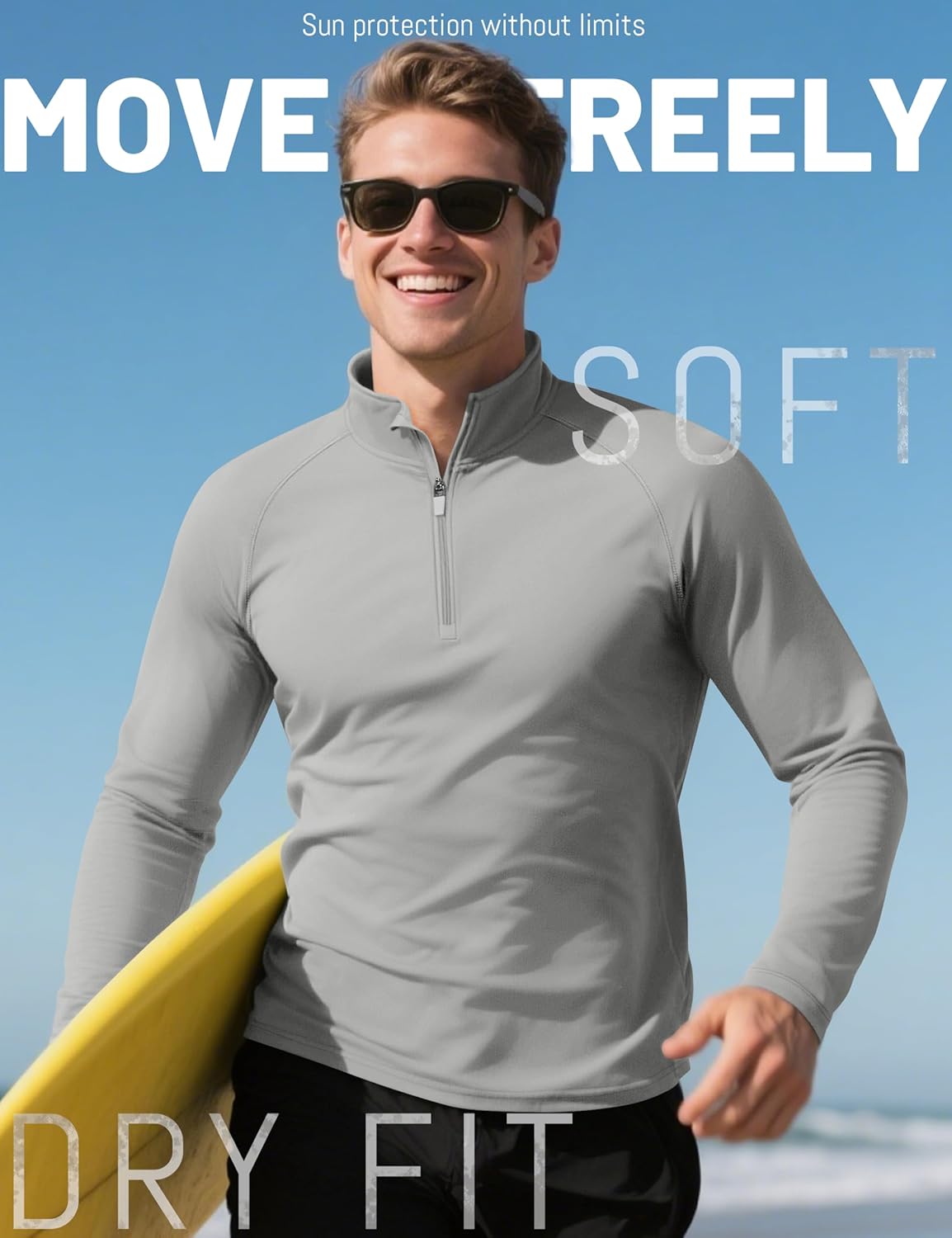 KEFITEVD Men's UPF 50+ Sun Protection Shirts Long Sleeve 1/4 Zip Up T-Shirt Quick Dry UV Fishing Running Rash Guard - Image 4