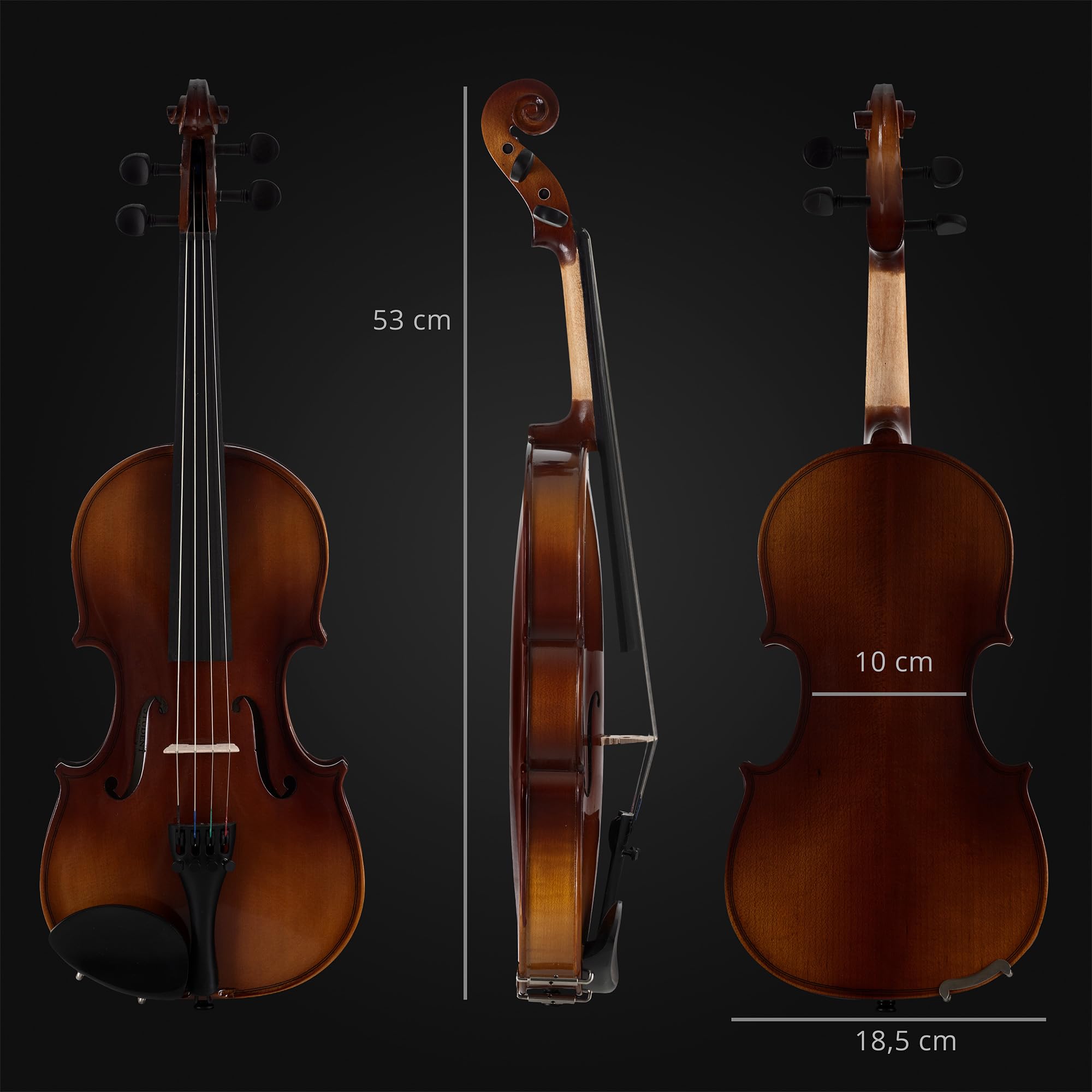 Classic Cantabile Student Violinenset 1/2 (Einsteiger/Schülerinstrument, Geige, Boden & Zargen aus Ahorn, Massive Fichtenholz Decke, Ahorn Steg, Inkl. Etui, Bogen und Kolofonium)