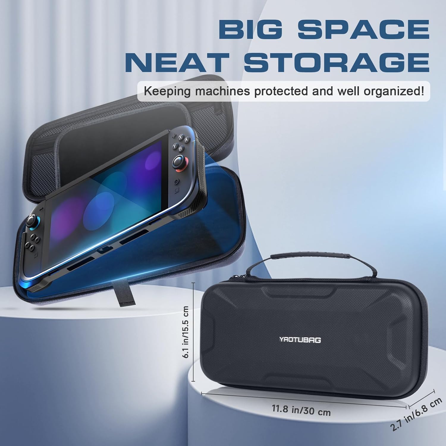 YAOTUBAG Carrying Case for Nintendo Switch 2 2025, Large Capacity Travel Protective Handbag, Hard Shell Portable Pouch, Holds Cased Console, Accessories, 12 Game Cards [Plus Version] Black - Image 5