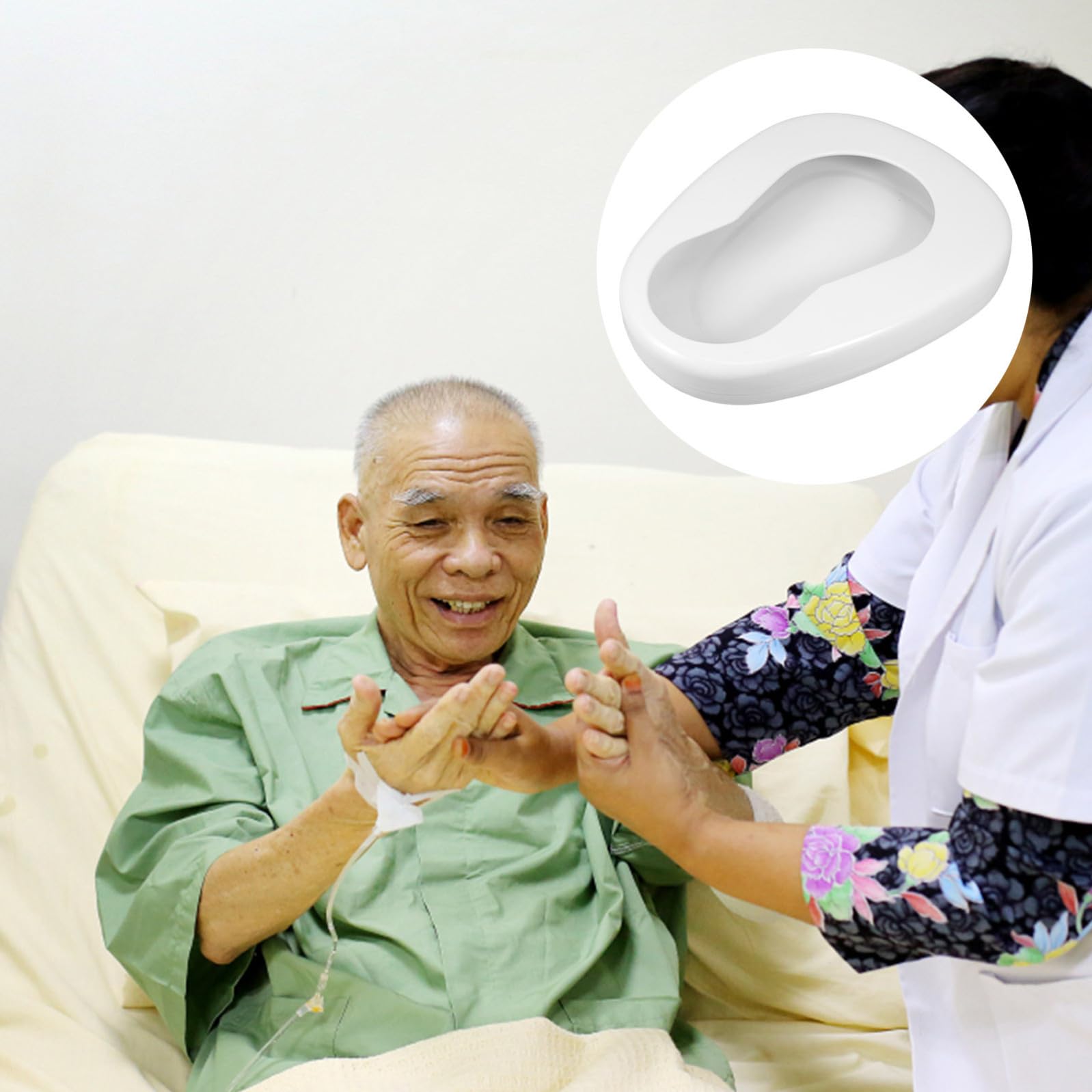 Artibetter Padella da Design Antigoccia per Anziani e Disabili in Smalto Bianco per Notturno e a