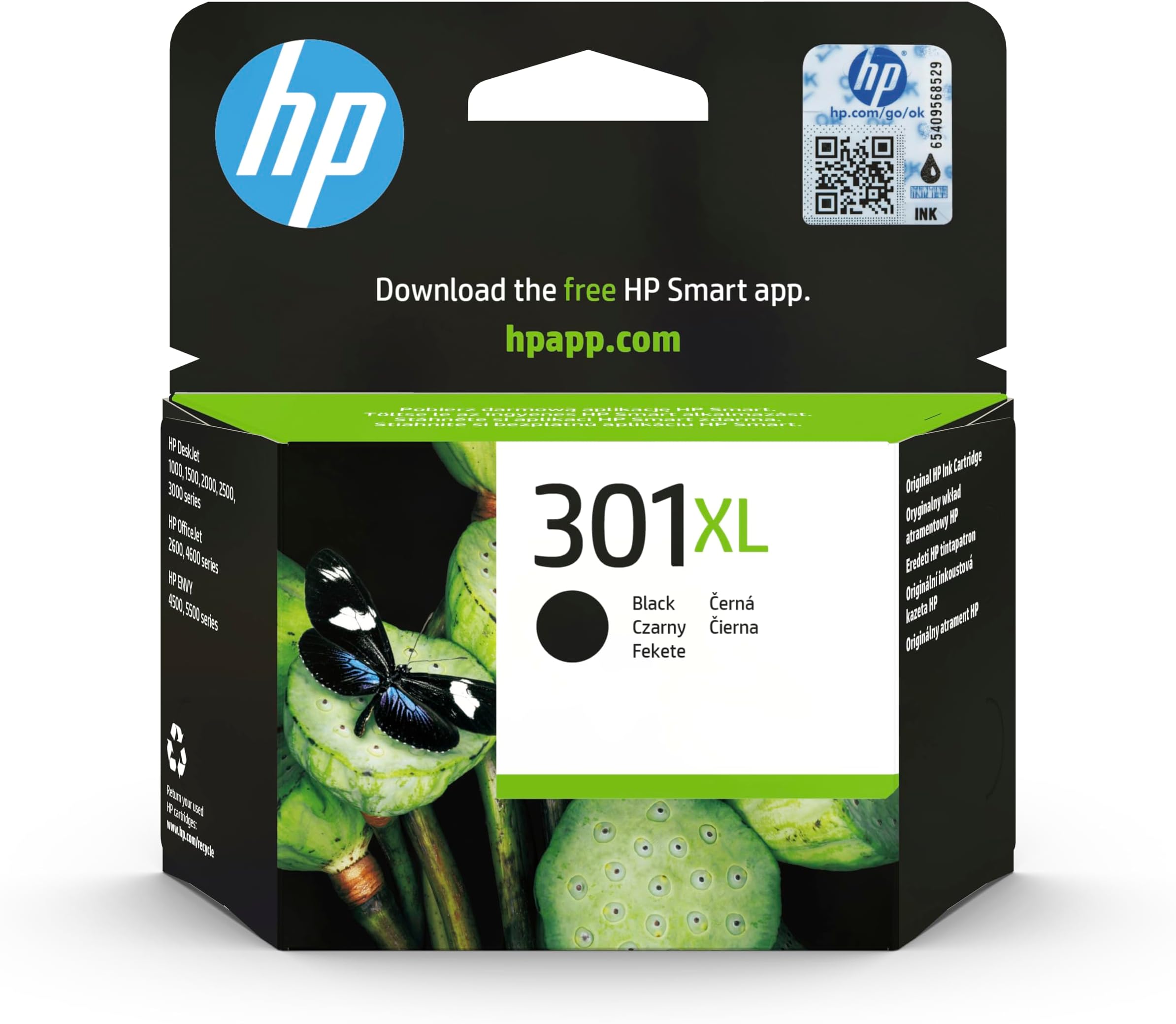 301XL Original Ink Cartridge CH563EE UUS Black High Capacity 430 Pages, 1-Pack