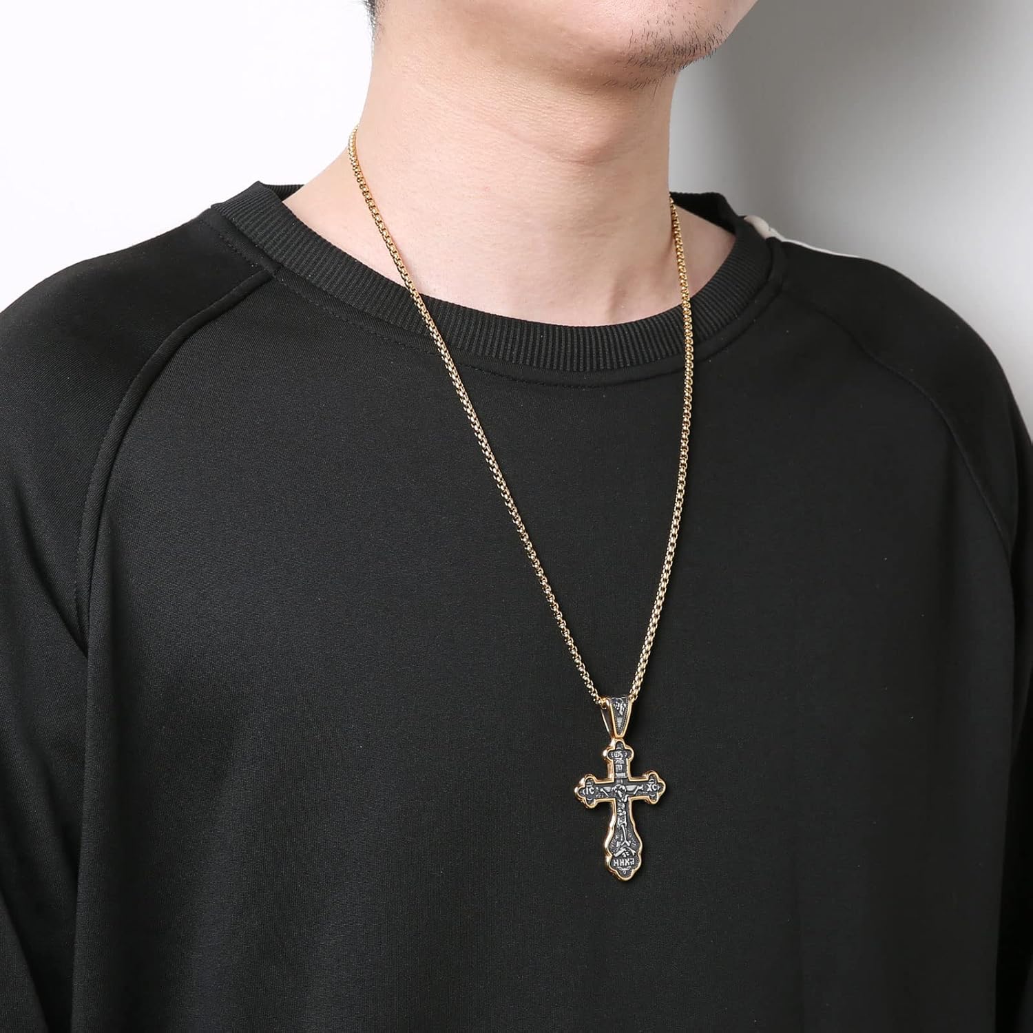 HZMAN Eastern Orthodox Cross Necklace for Men Women Retro Religious Jesus Crucifix Byzantine Cross Christian Pendant Jewelry Gift - Image 4