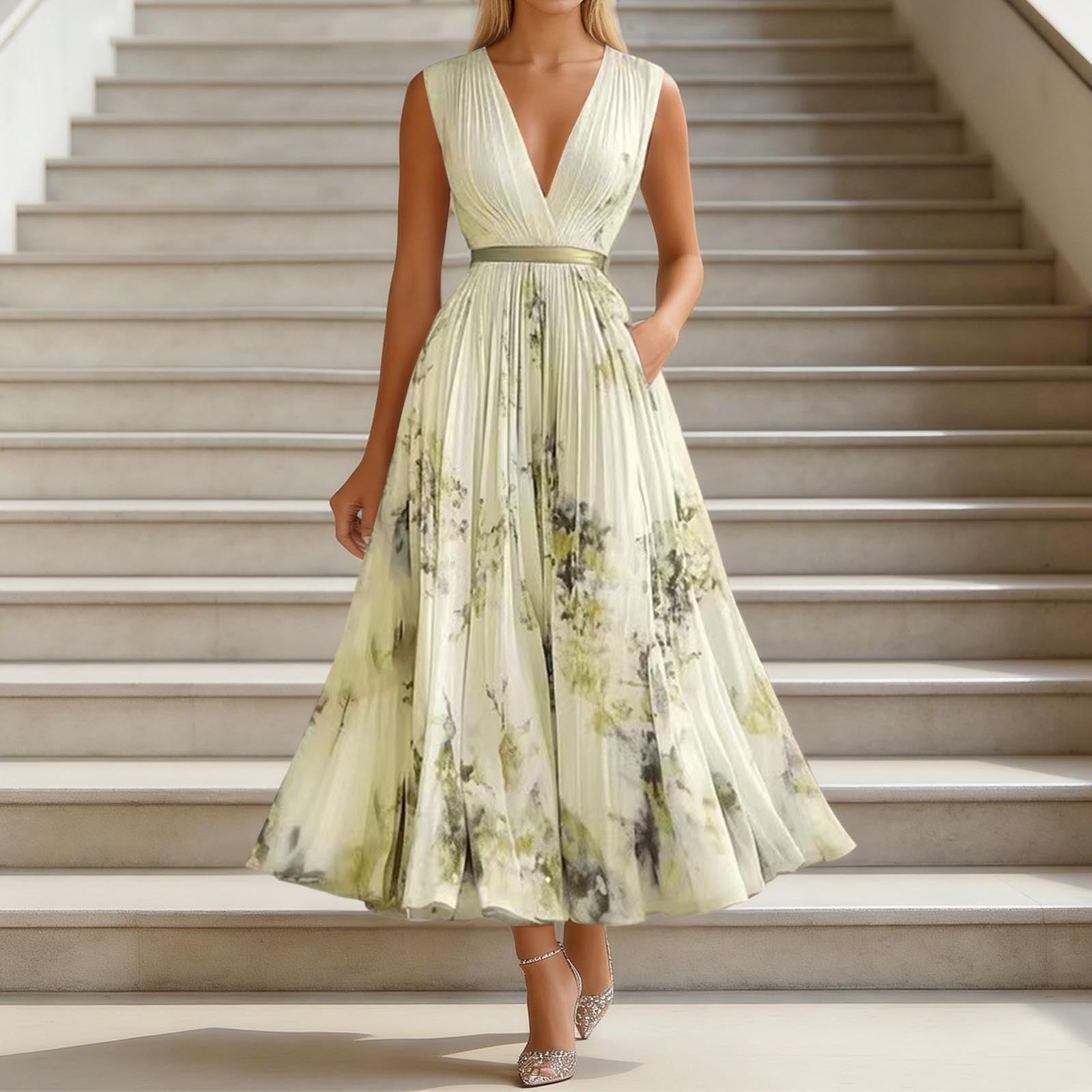 Vestido Casual Fluido sin Mangas Floral, Moda Verano Salidas Mujer