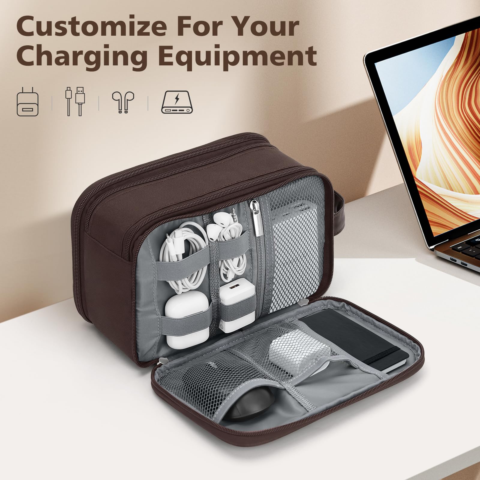 Wedama Neceser para hombre, bolsa de aseo mediana para colgar, bolsa organizadora electrónica extra, bolsa de viaje impermeable para artículos de tocador, bolsa de viaje con asa de poliuretano para