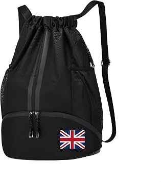 Drawstring Foot Ball & Gym PE Bag, Waterproof Oxford Fabric, Large Capacity with Wet & Shoe Bag, Universal Student Sports & School Backpack