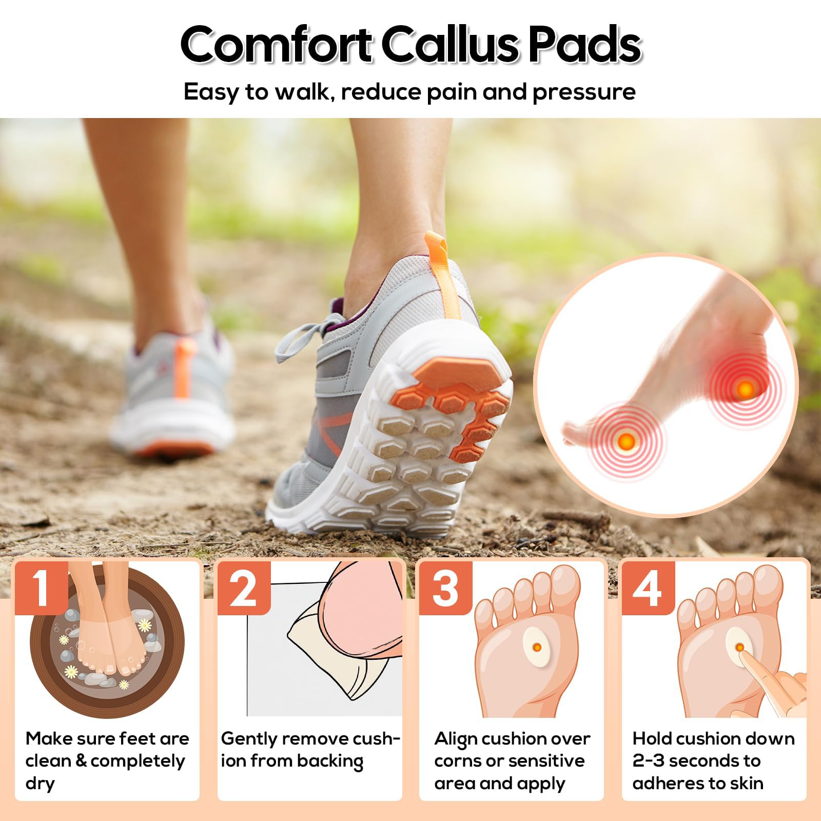 90 Parches de Ojos de Gallina, Parches de Verrugas de Espinas y de Puntos de Presión para Pies, Almohadillas Antichoque de Pies Parches Ovalados para Eliminar Ojos de Gallina y Verrugas