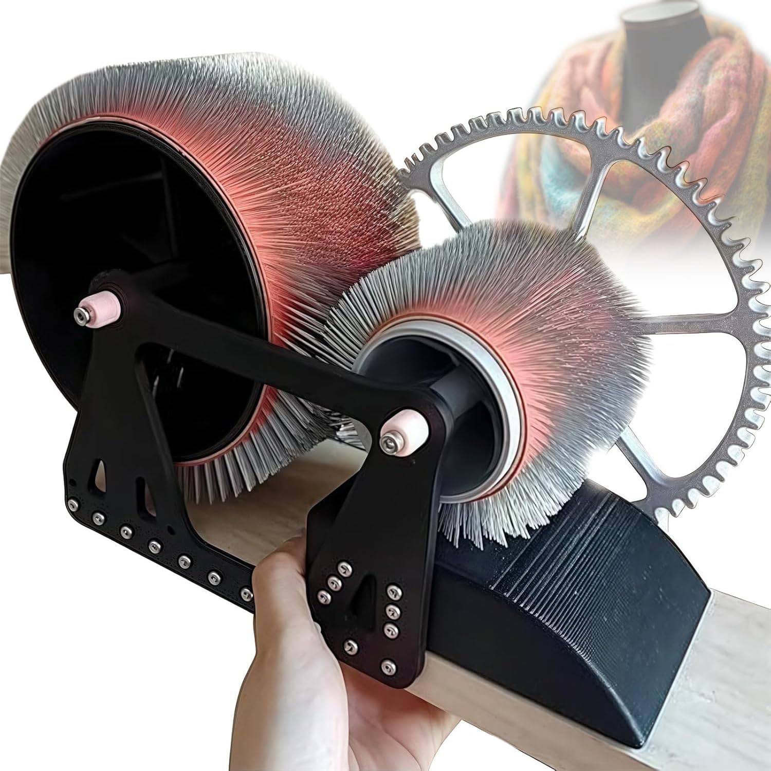 Hand Crank Wool Blending Machine, Sheep Fleece Combing Machine, Wool Felt Color Mixer, Fast Color Mixing, Wools Fiber Drum Carding Machine, Handmade, for DIY Craft Making