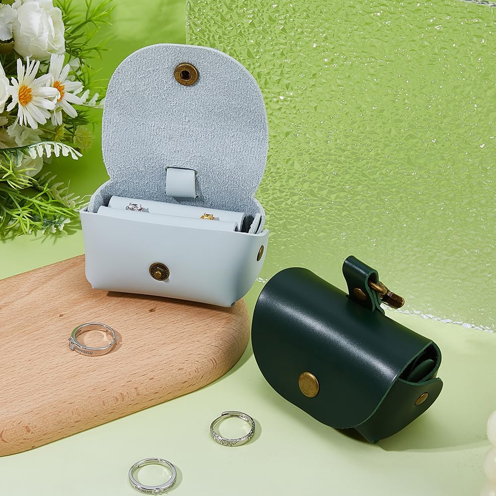 SUPERFINDINGS Sky Blue Ring Bearer Pillows for Dog Collar PU Leather Wedding Ring Pillow Box Dog Collar Couple Ring Holder Pouch Earrings Storage Box with Clasps for Proposal Engagement