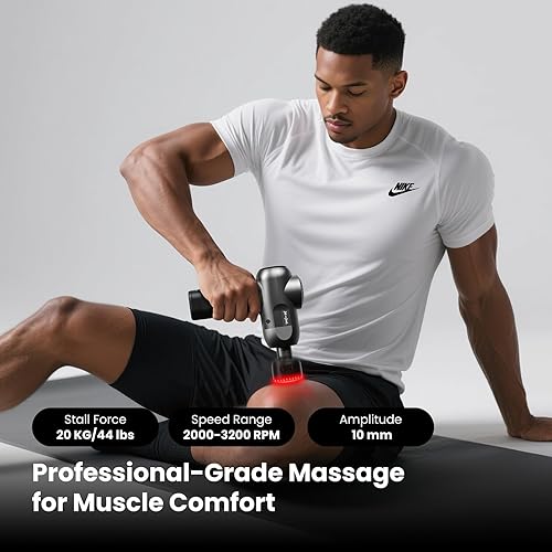 Miniatura 4 de BOB AND BRAD Pistola de masaje C2 Ultra con calor y luz LED infrarroja, pistola masajeadora de percusión de tejido profundo, masajeador muscular