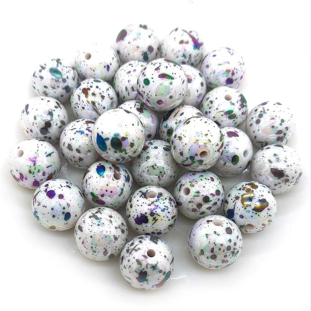100pcs Acrylic Beads, 20mm Mix Colors Chunk Beads, Large Size Round Spacer Beads for Jewelry Bracelet Necklace Pen Bag Chain Making Crafts Supplies Headwear Accessories. (07)