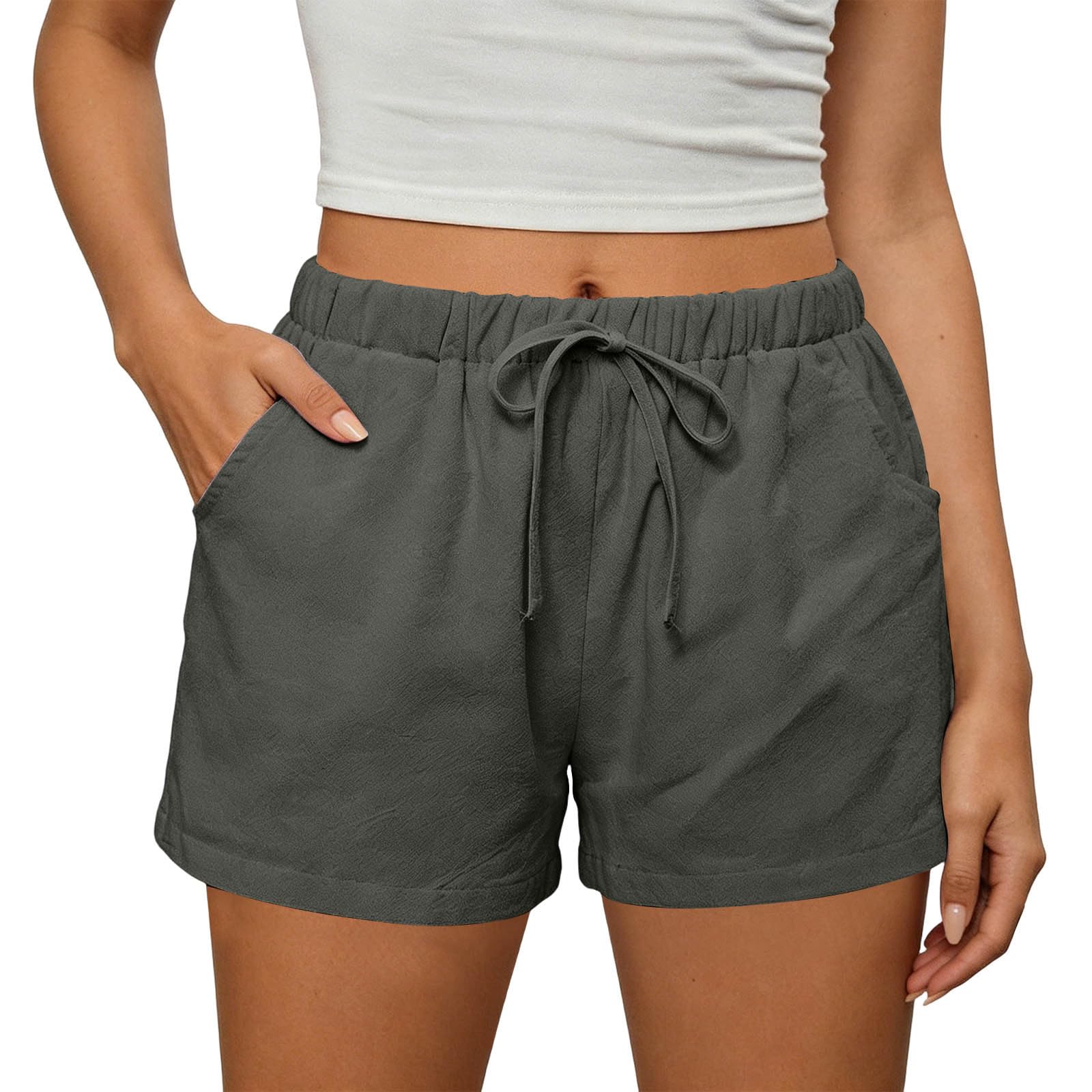 Womens Shorts Casual Summer Athletic Drawstring Shorts High Waist Comfy Yoga Shorts Active Running Shorts with Pockets — view 8