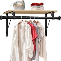 Anndason Heavy Duty Adjustable Closet Rod 17-87 Inch, 1.3" Diameter with Brackets for Clothes & Shelving (Black)