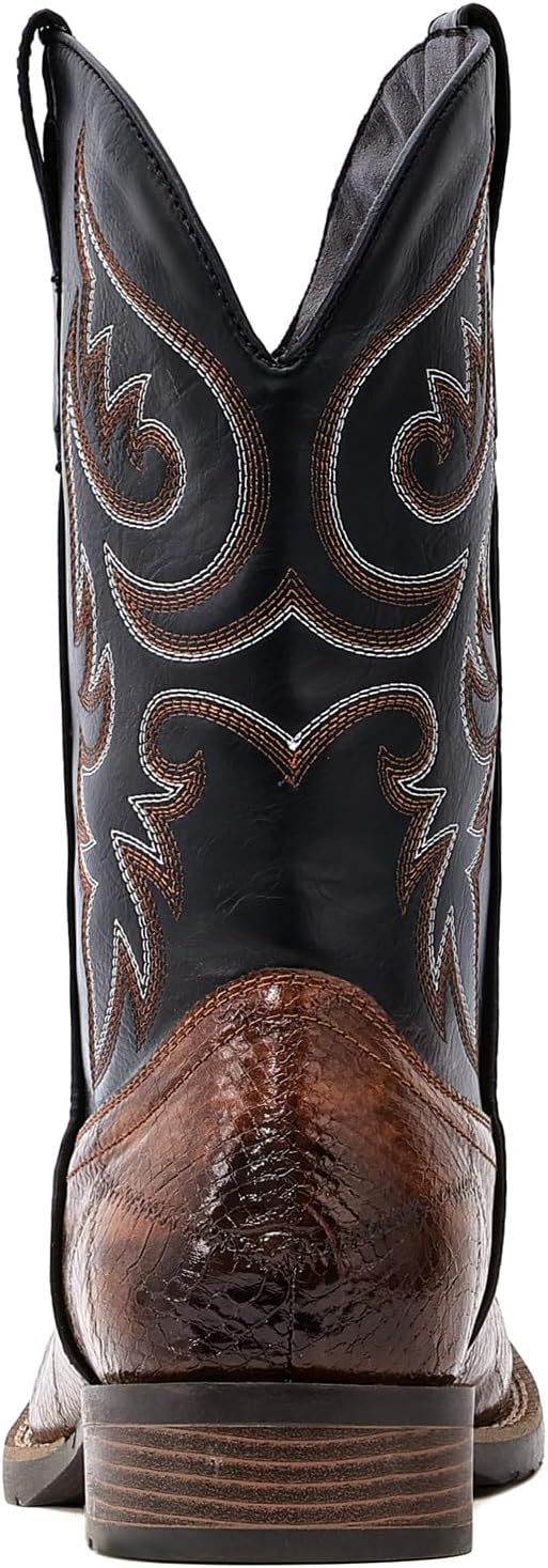 IUV Cowboy Boots Men Square Toe Western Boots Durable Classic Embroidered boot Pull On Slip Resistant Boot - Image 2