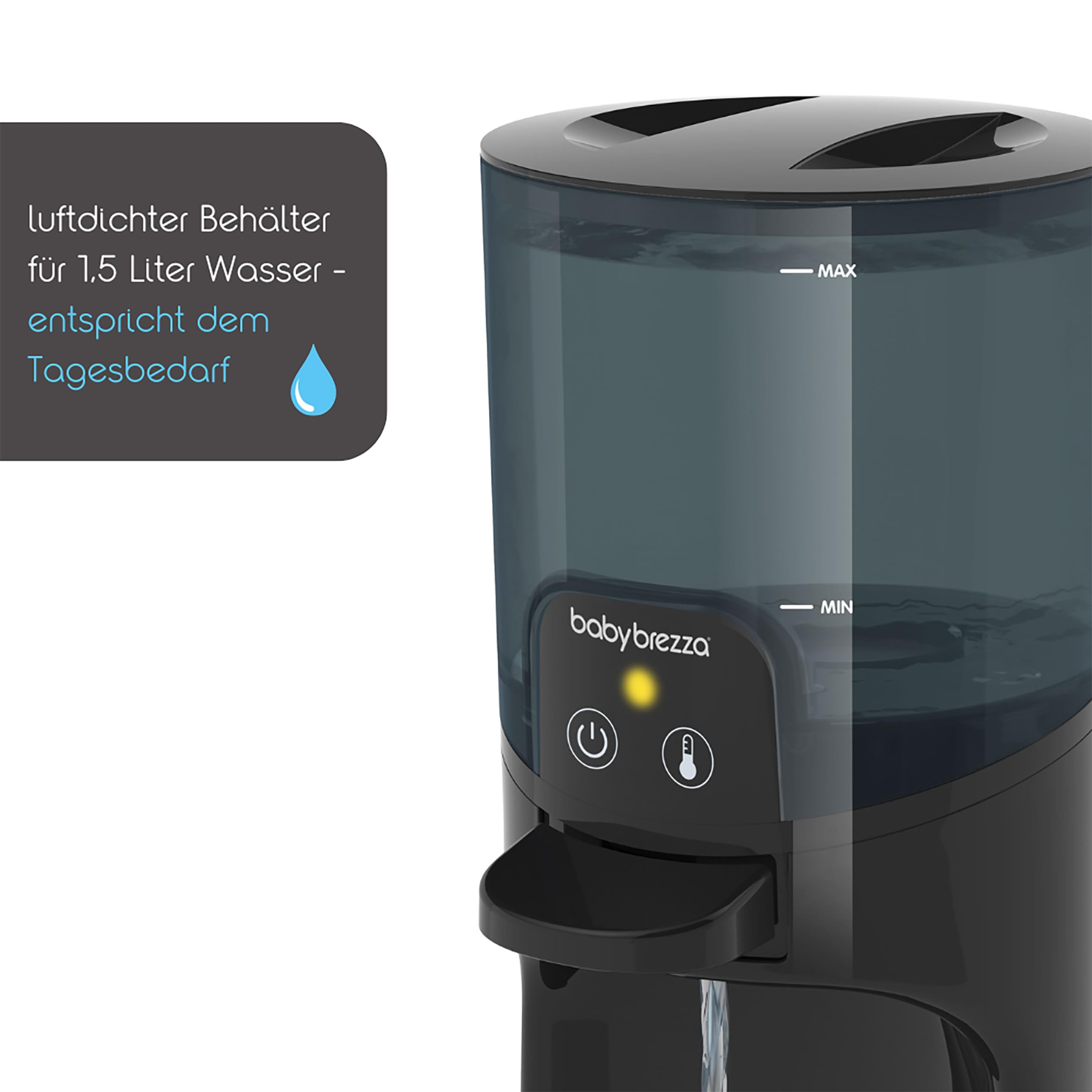 Baby Brezza Instant Water Warmer – podgrzewacz do butelek dla niemowląt, natychmiastowa ciepła woda do jedzenia dla niemowląt, 3 temperatury (22/37/40°C), idealny do karmienia nocnego i posiłków dla