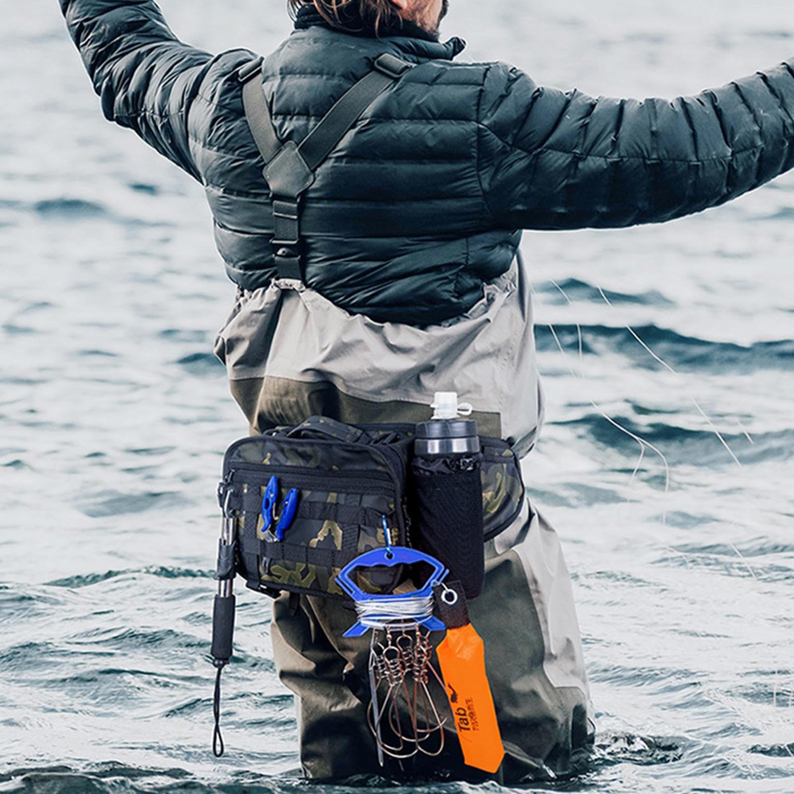 Saszetka na talię - wodoodporny organizer na haczyki i przynęty - od - na piesze wycieczki, jazda na rowerze, wspinaczka, spacery z psem kołowrotki przynęty, Zielony, Consulte la descripción, Patrz