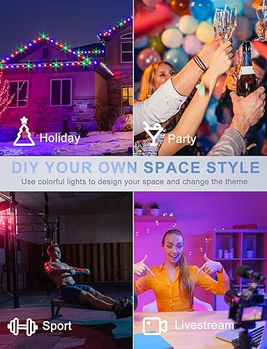 Miniatura 3 de Meloght Luz de inundación LED para exteriores, equivalente a 600 W, 60 W RGB que cambia de color al aire libre con control remoto, luces de