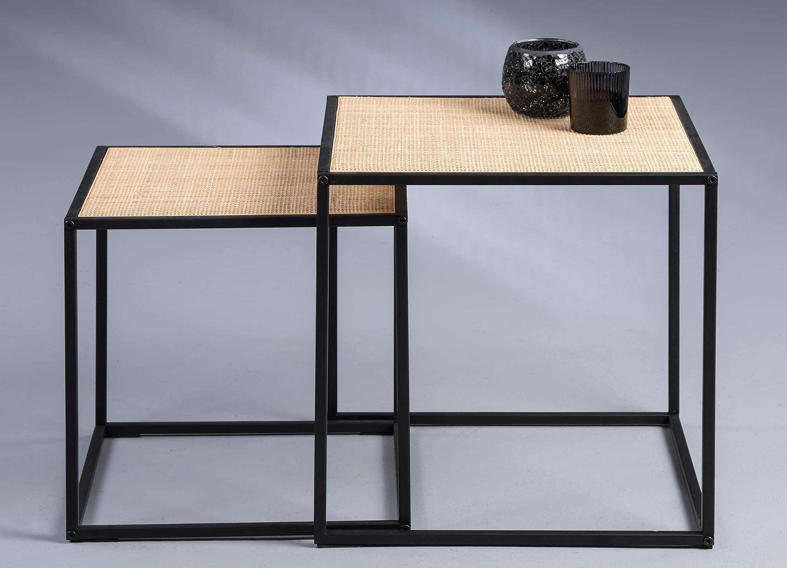M2 Kollektion Luke - Tavolo a 2 posti, in metallo, marrone, nero, 44 x 44 x 44 cm, 38 x 38 x 38 cm