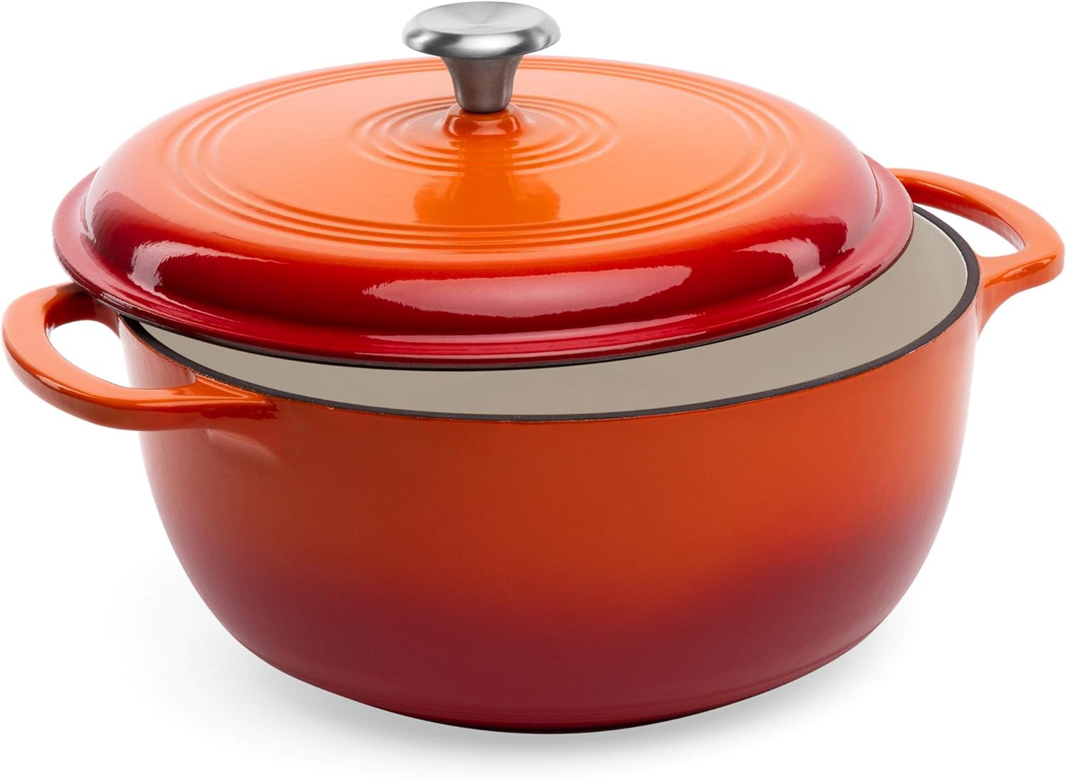 Best Choice Products 6qt Ceramic Non-Stick Heavy-Duty Cast Iron Dutch Oven w/Enamel Coating, Side Handles for Baking, Roasting, Braising, Gas, Electric, Induction, Oven Compatible, Orange