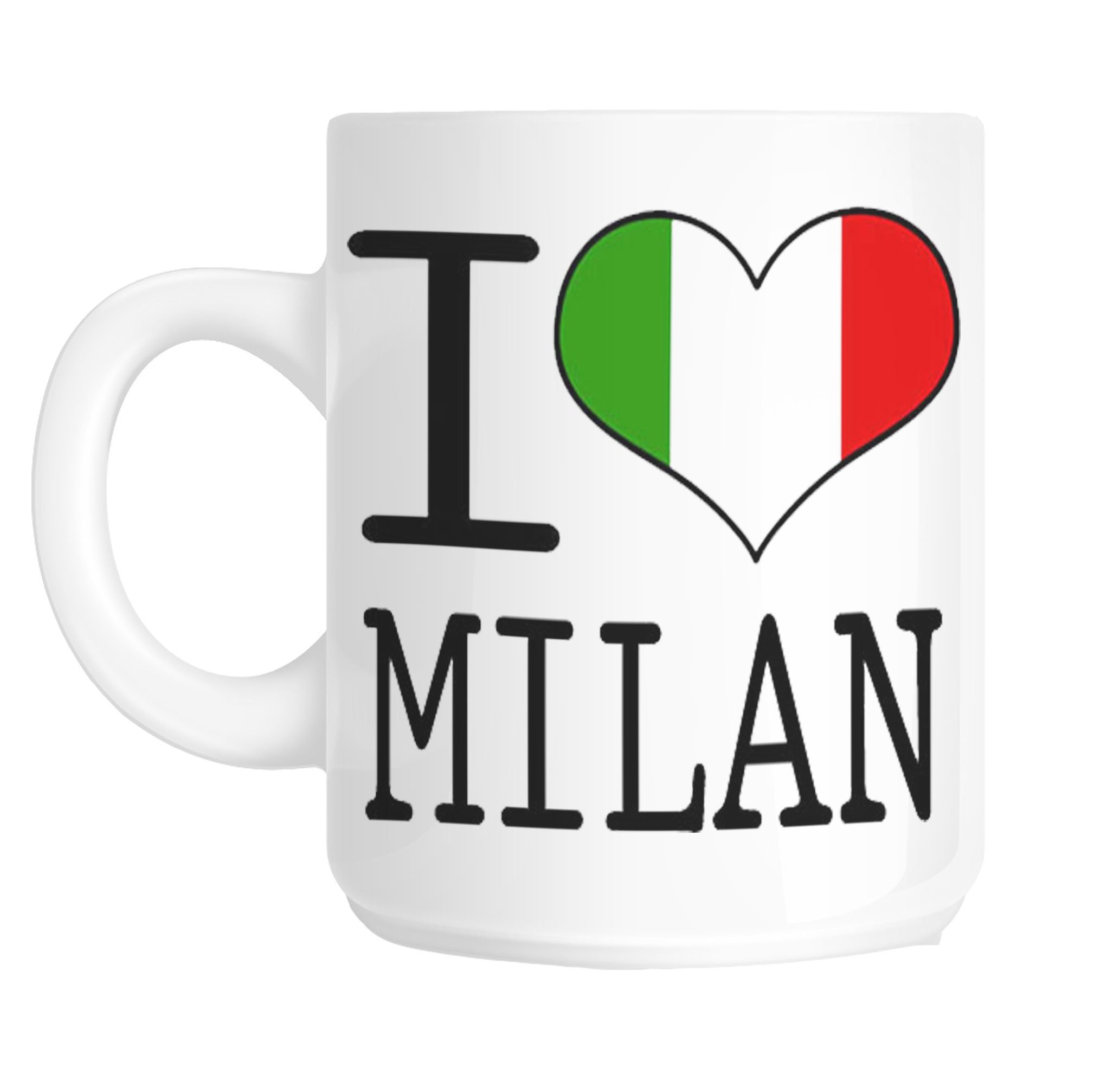 Shaniztoons White I Love Heart Milan Italy Italian Flag Design Gift Mug