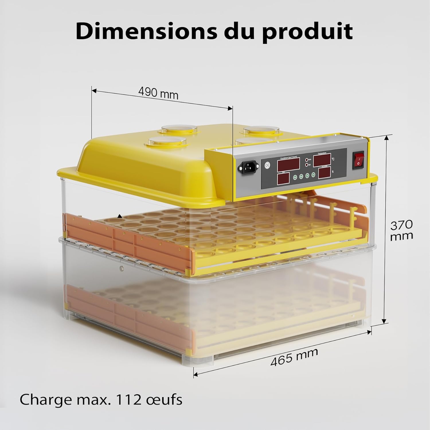 Product dimensions of the Wiltec incubator