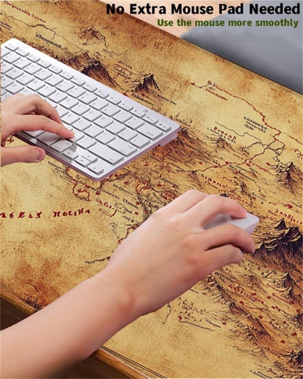 Gamingowa podkładka pod mysz XXL, 1400 x 600 x 3 mm, żółta, antypoślizgowa podkładka pod mysz, karta topograficzna, wodoodporna, poprawia precyzję i prędkość, akcesoria gamingowe S1-192
