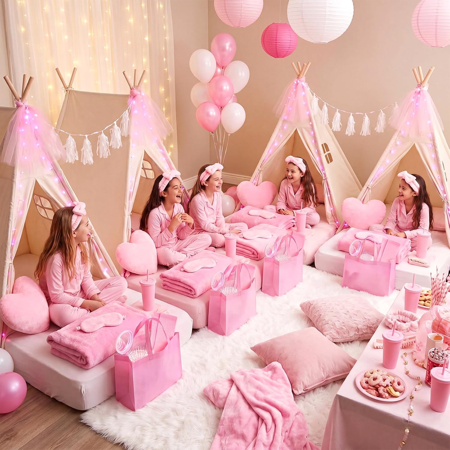 Fanfanwin 72 Pcs Sleepover Party Supplies, Spa Slumber Favor, Pink image 5
