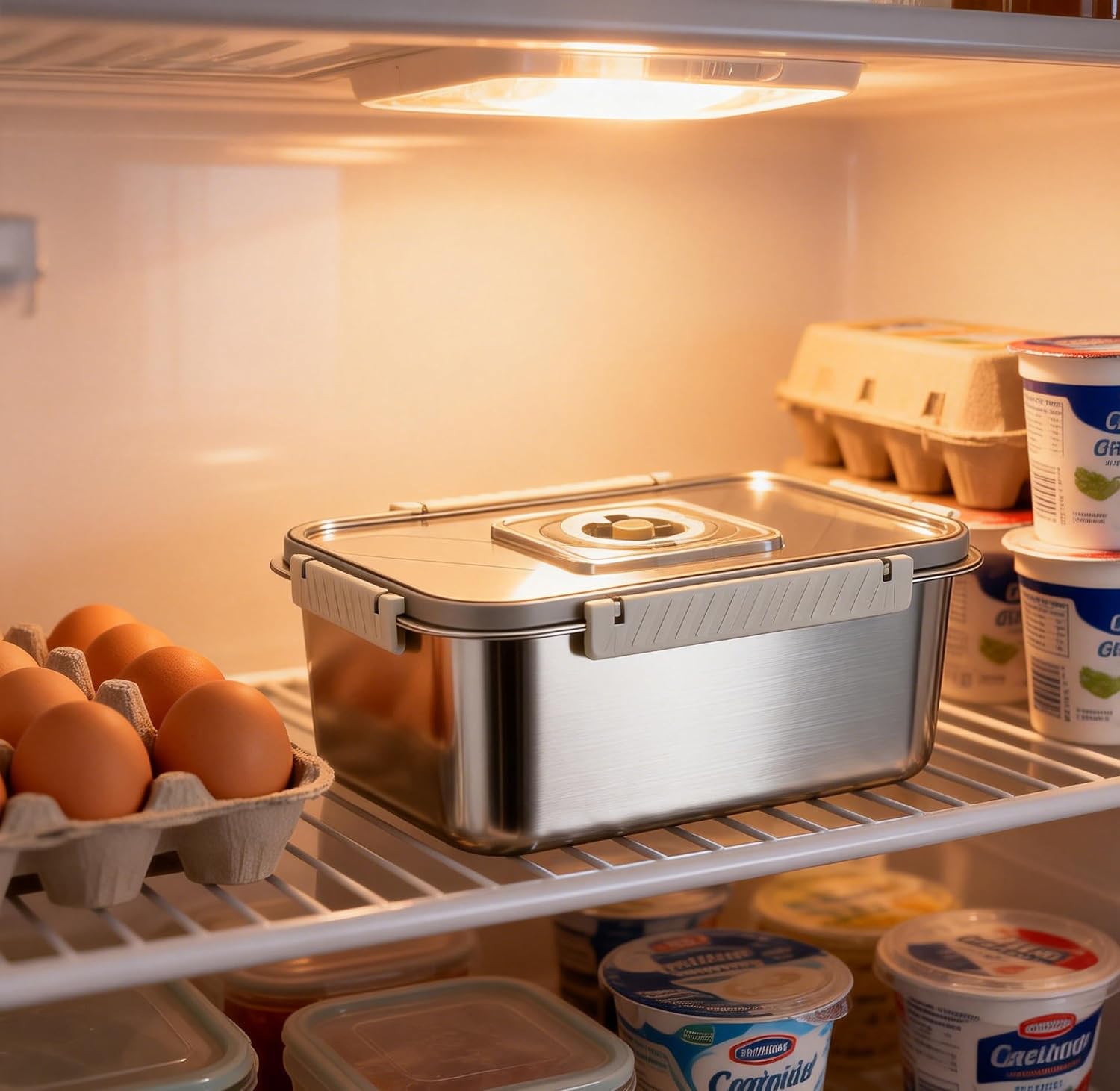 Bread Box, Stainless Steel Bread Container, Bread Storage for Homemade Bread, Bread Storage Container with Time Recording, Bread Containers Storage Airtight Loaf with Lid and Handle, Dishwasher Safe