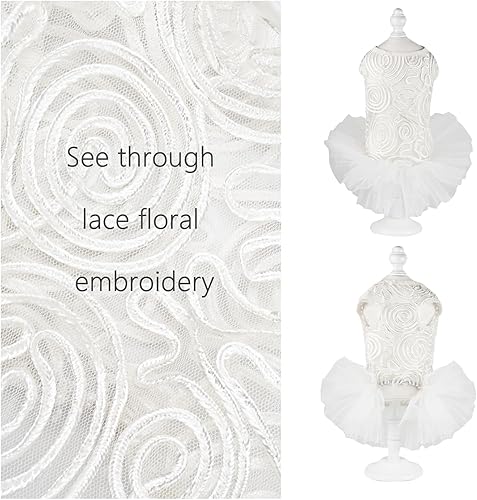 Miniatura 4 de Vestido de boda para perro, falda tutú para perros pequeños y medianos, malla transpirable, vestido de novia de verano canino, ropa de disfraz de