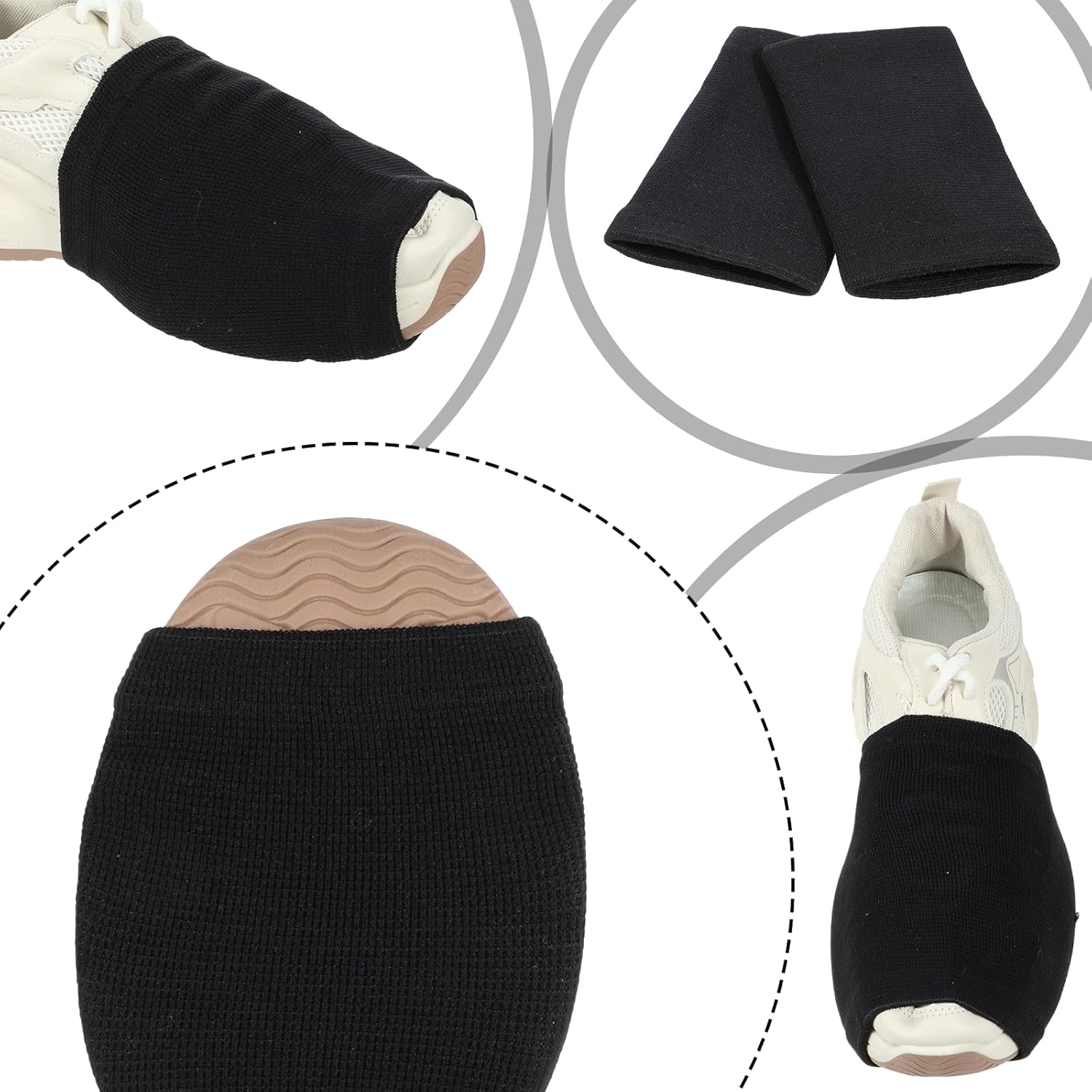 2 Pair Black Dance Socks Over Shoes, Shoe Covers for Dancing Non-slip Dance Shoes Covers on Smooth Floors Dances Shoe Cover Equipment for Sneaker Ballet Turns & Spins Accessories - Image 4