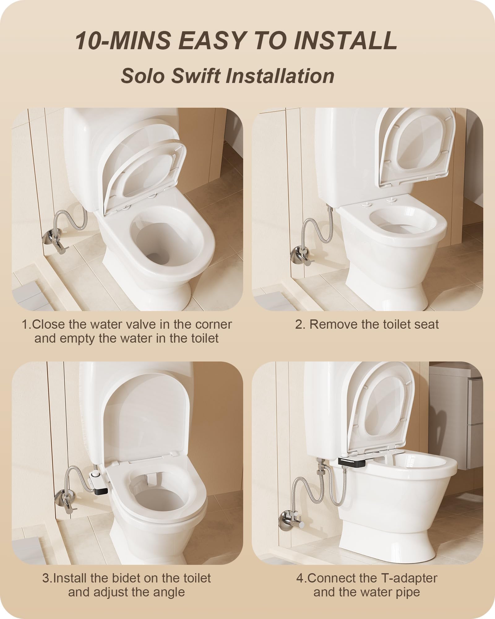 Ultra-Slim Bidet Attachment for Toilet Dual Nozzles Feminine Rear Wash Bidet Toilet Seat Attachment Non Electric Self Cleaning — view 7