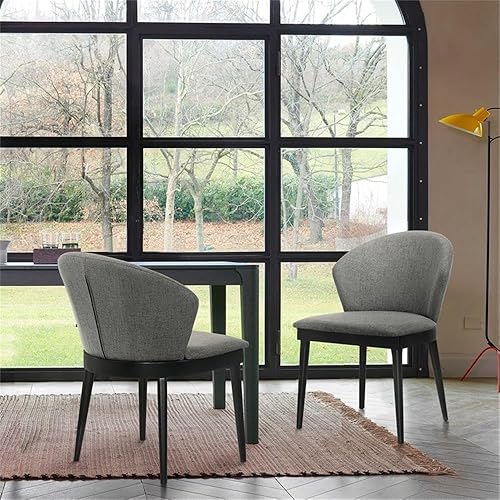 Miniatura 2 de Armen Living Juno - Juego de 2 sillas auxiliares de comedor de madera de tela, 19 pulgadas SH, carbón/negro