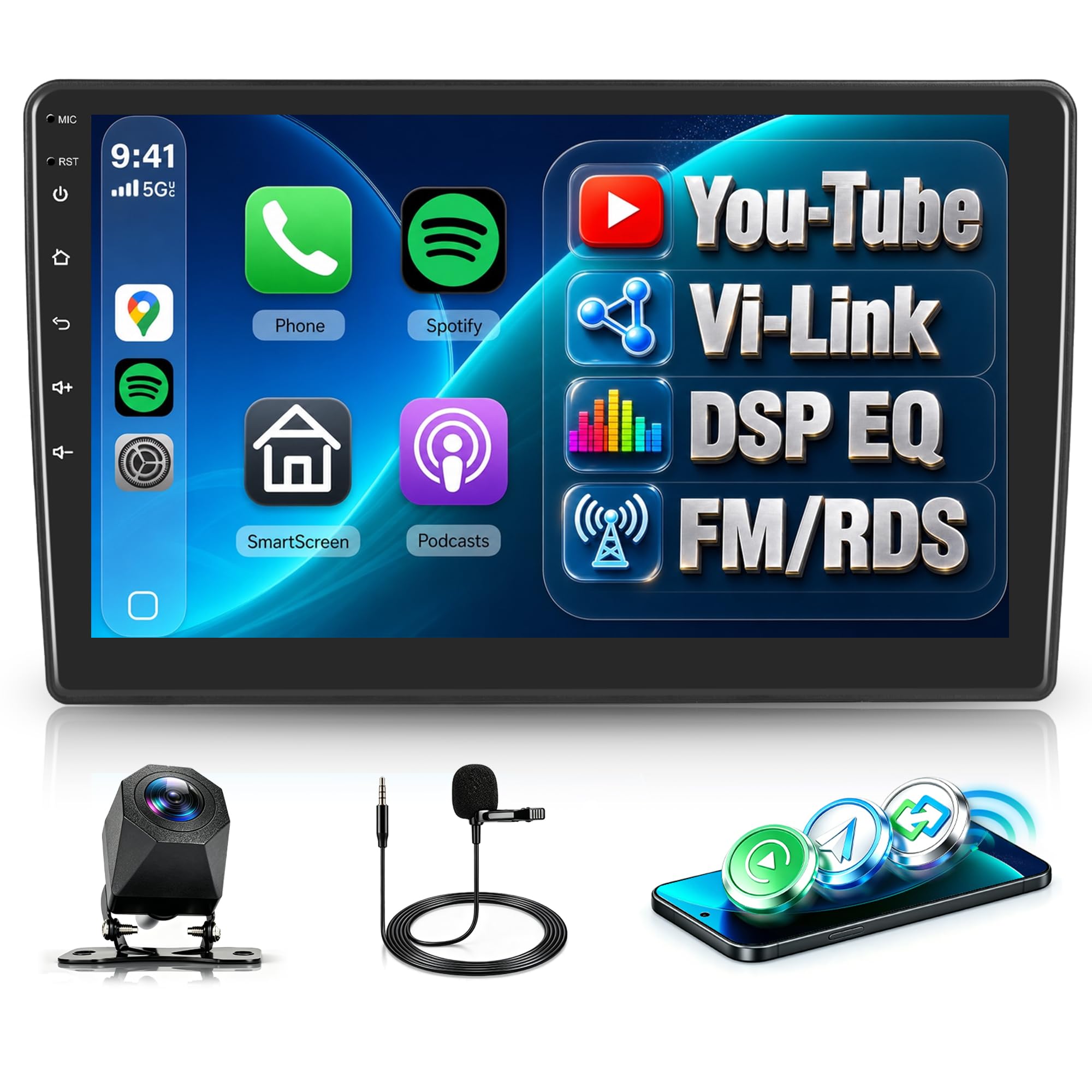 Rimoody Autoradio für Toyota AURIS 2006-2011 Drahtlos Carplay Android Auto